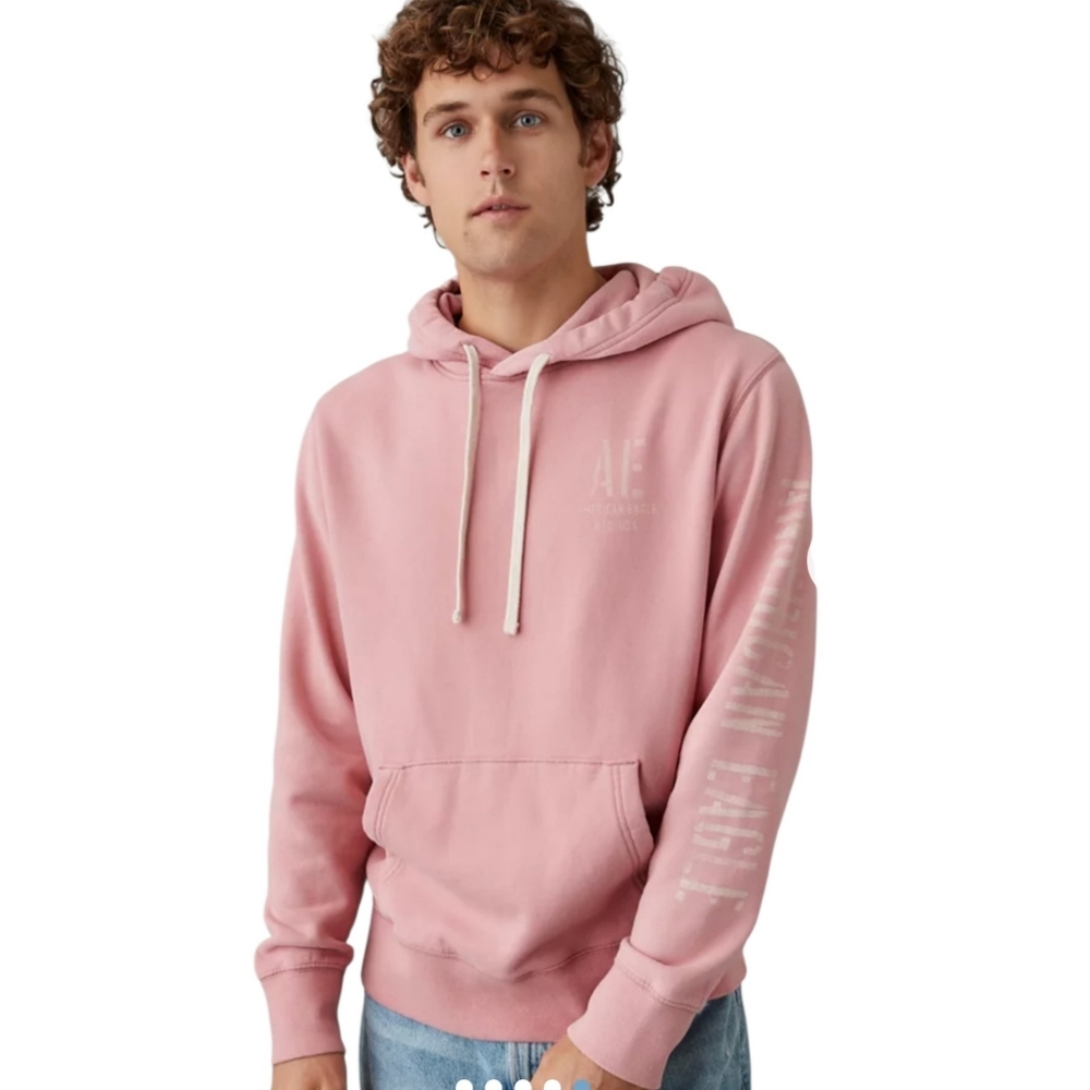 American Eagle Logo Hoodie Pink Size XS